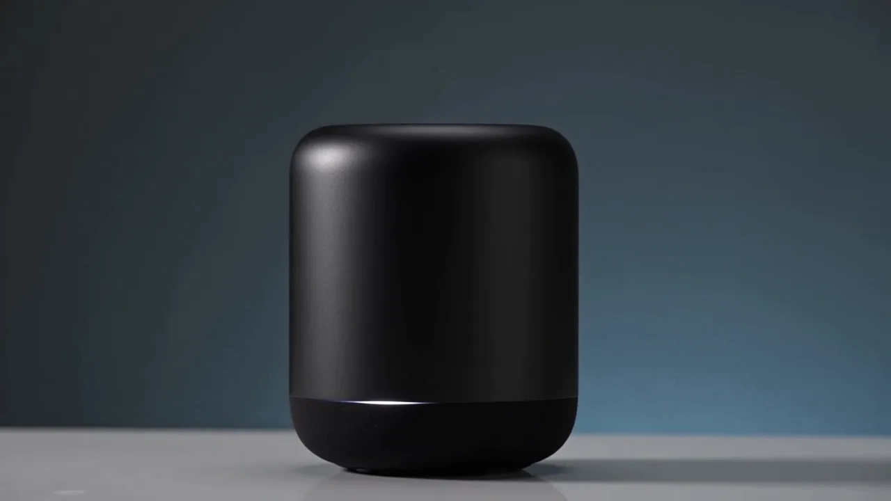 Still from an AI-generated video: Studio product shot on a seamless charcoal backdrop